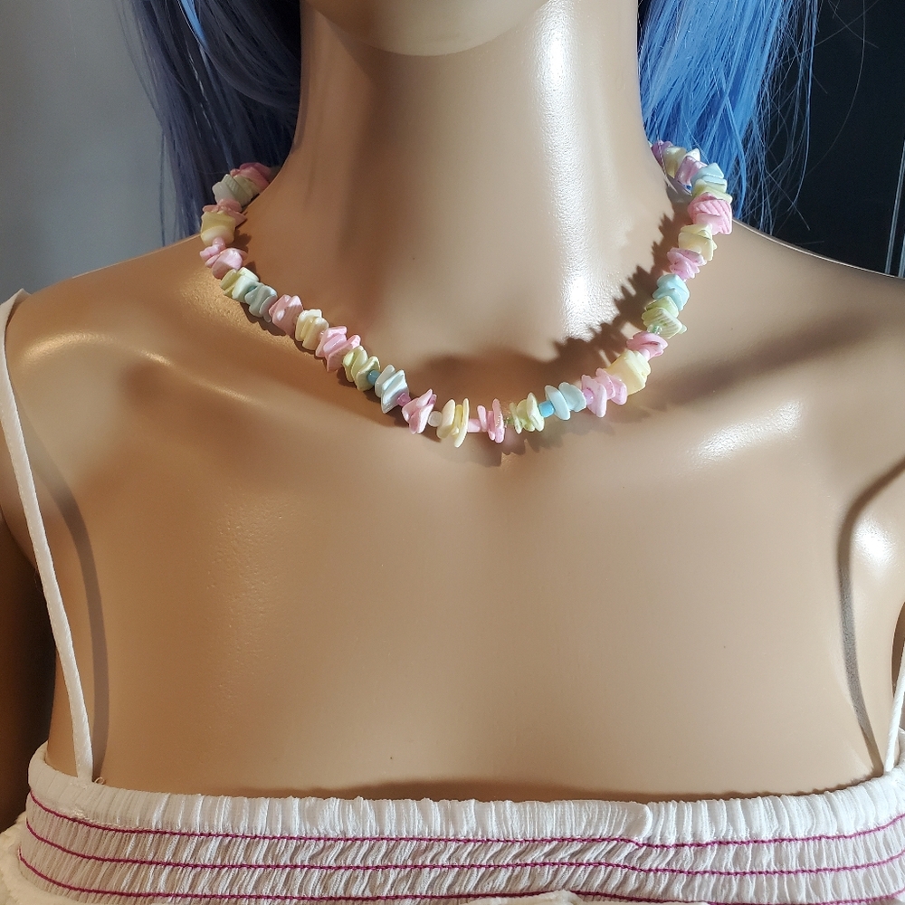 Pastel Colorful Puka Shell Necklace